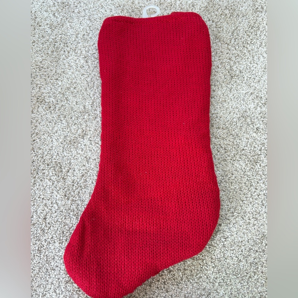 Red Knit Christmas Stocking with Initial 'A’, never used - Picture 2 of 3